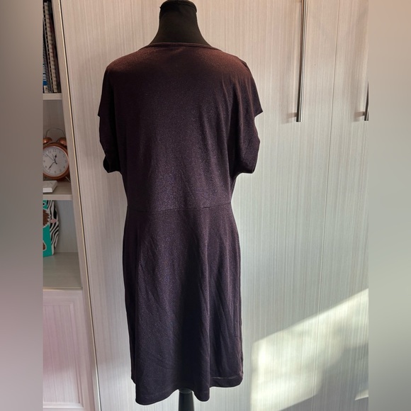 Ann Taylor Cowl‎ Neck Sheath Dress Deep Plum with Sparkle Size L - Picture 8 of 13